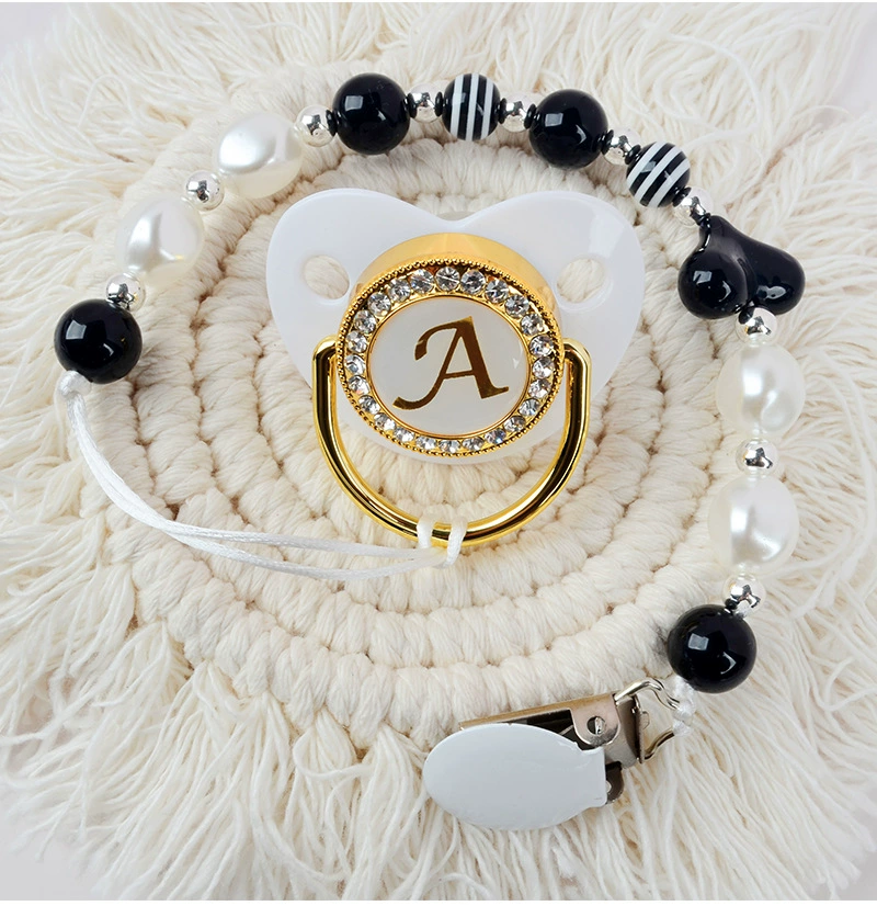 Круглый зажим блестящее милое сердце гетеросексуальный жемчужный кристалл анти-капельная цепочка для соски зубная резиновая нить