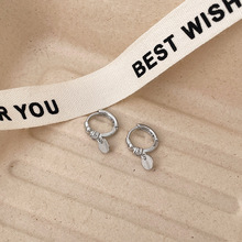 圆片小耳坠女镶钻耳圈韩国气质高级感大气圈圈小巧耳环网红款