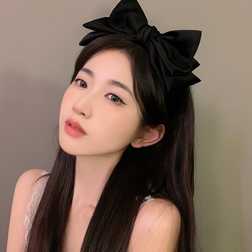 spring style black oversized bow headband for women with high skull and face, small internet celebrity headband, headband and hairpin wholesale