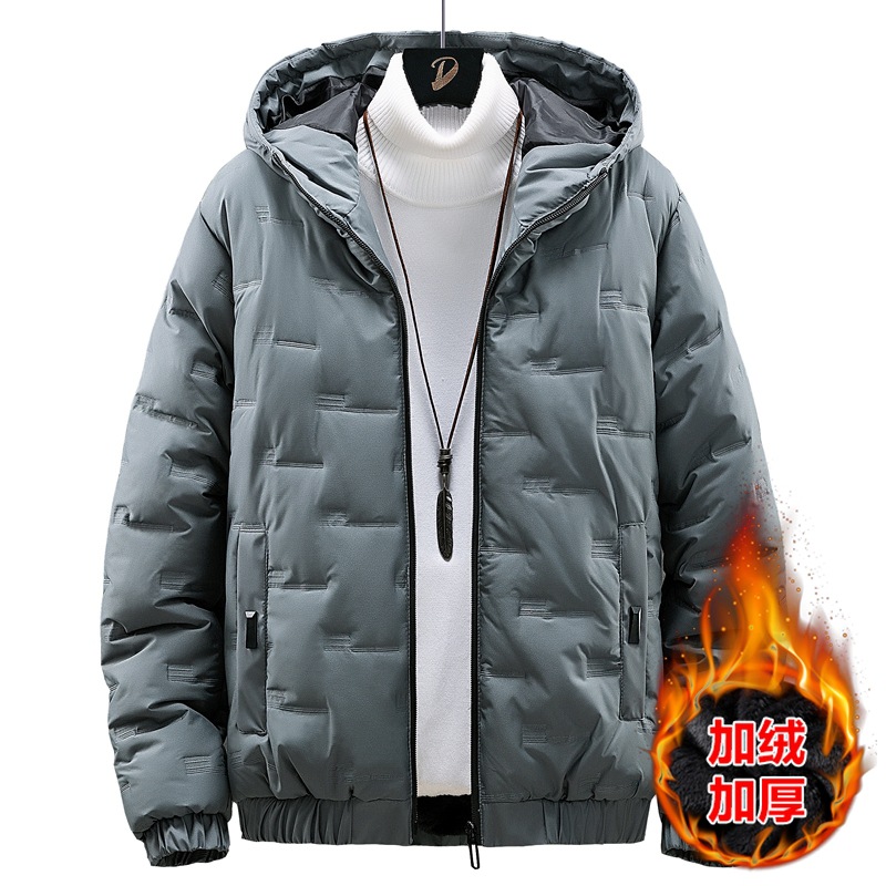 跨境冬季休闲男士棉服纯色连帽外套男装加绒加厚棉衣潮 厂家直销
