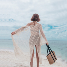 2018夏季新款韩版中长款蕾丝镂空开衫薄外套海边度假披肩防晒衫女