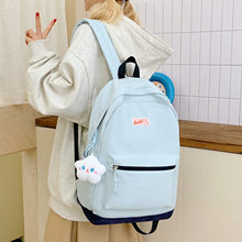 书包女韩版纯色小清新高中大学生背包校园ins风森系简约双肩包女