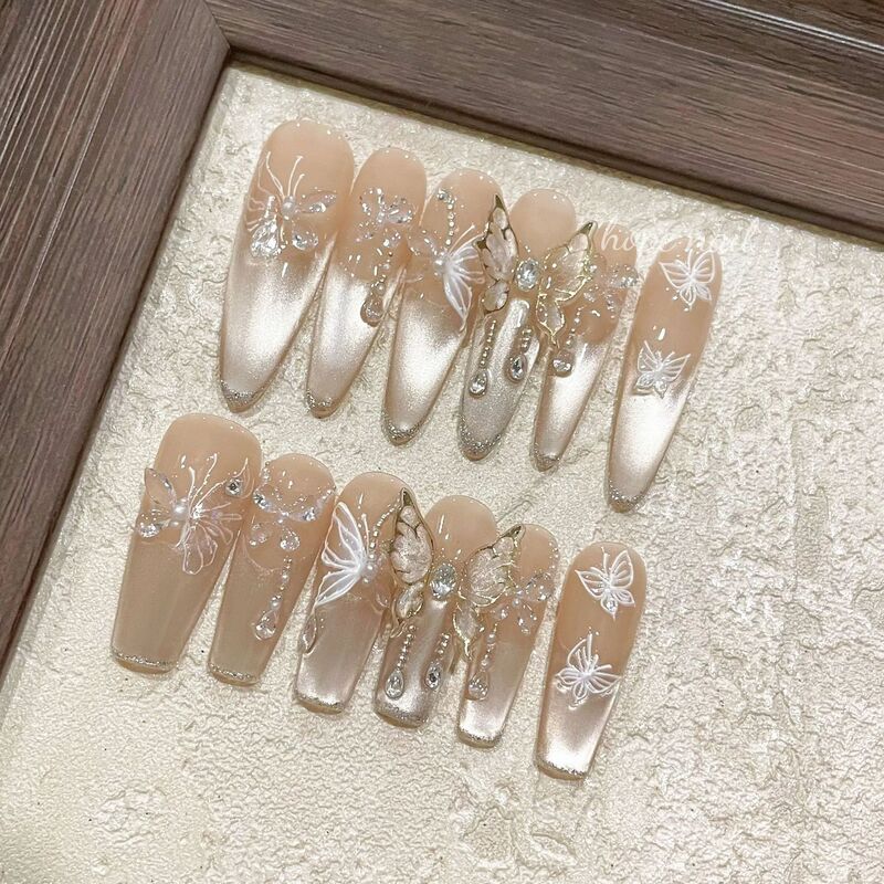 【方寸の蝶】12枚の手作り蝶が甲純手作りのネイルシールを着て、千金の高級感を取り外します。|undefined