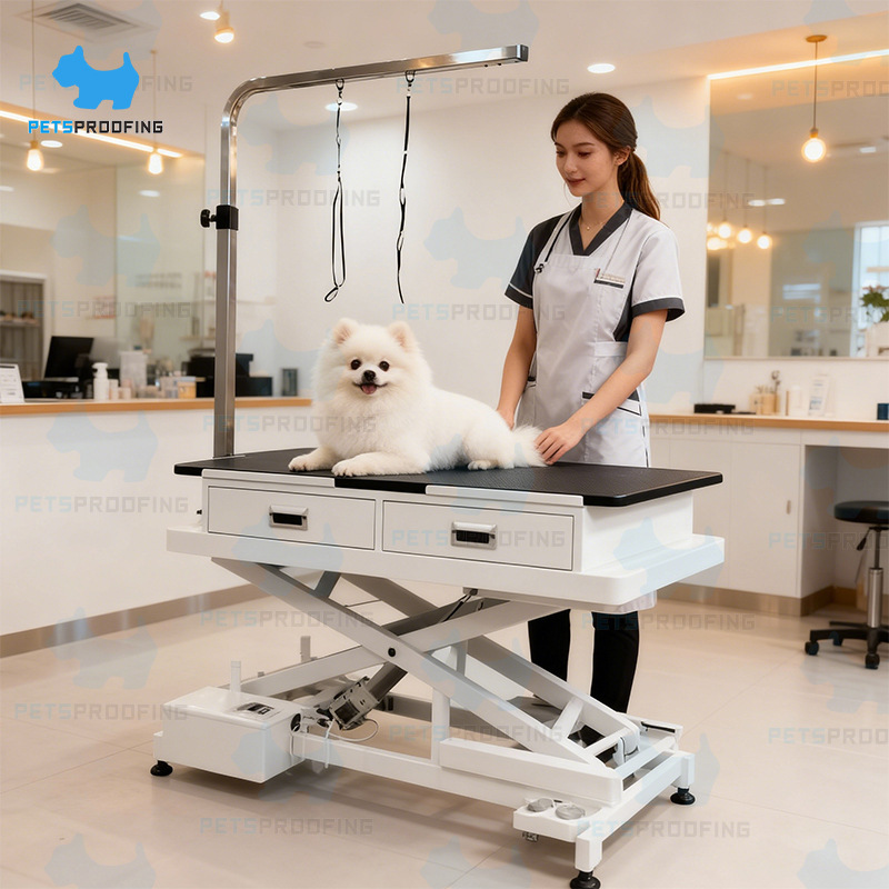 Cajón de acero inoxidable elevación eléctrica de mesa de belleza de cajón de acero inoxidable para mascotas con el mismo tipo de mesa de trabajo de proyecto de varios tipos de modelado