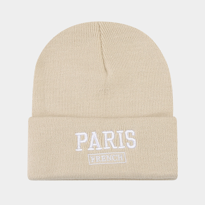 Korean version of Instagram large edition knitted for women with small embroidered letters, woolen pullover hat, big_voghion.com