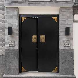 定制新中式锌合金农村自建房别墅大门进户门复古庭院防盗入户门