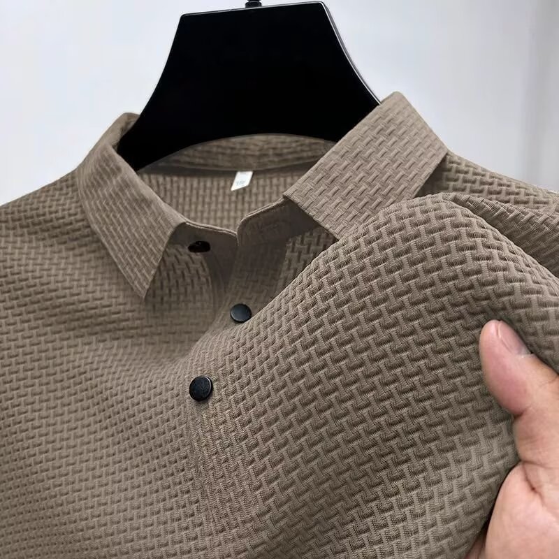 Camiseta de verano de manga corta con solapa, marca de moda masculina, camiseta de verano coreana, camiseta de tendencia delgada, camiseta deportiva universal, camiseta superior