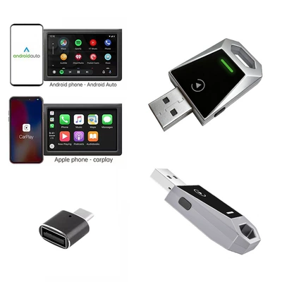 New smart button wireless carplay adapter Android auto two-in-one car audio converter (Simsiz CarPlay və Android Auto) - k12-silver-adapter-overseas-version
