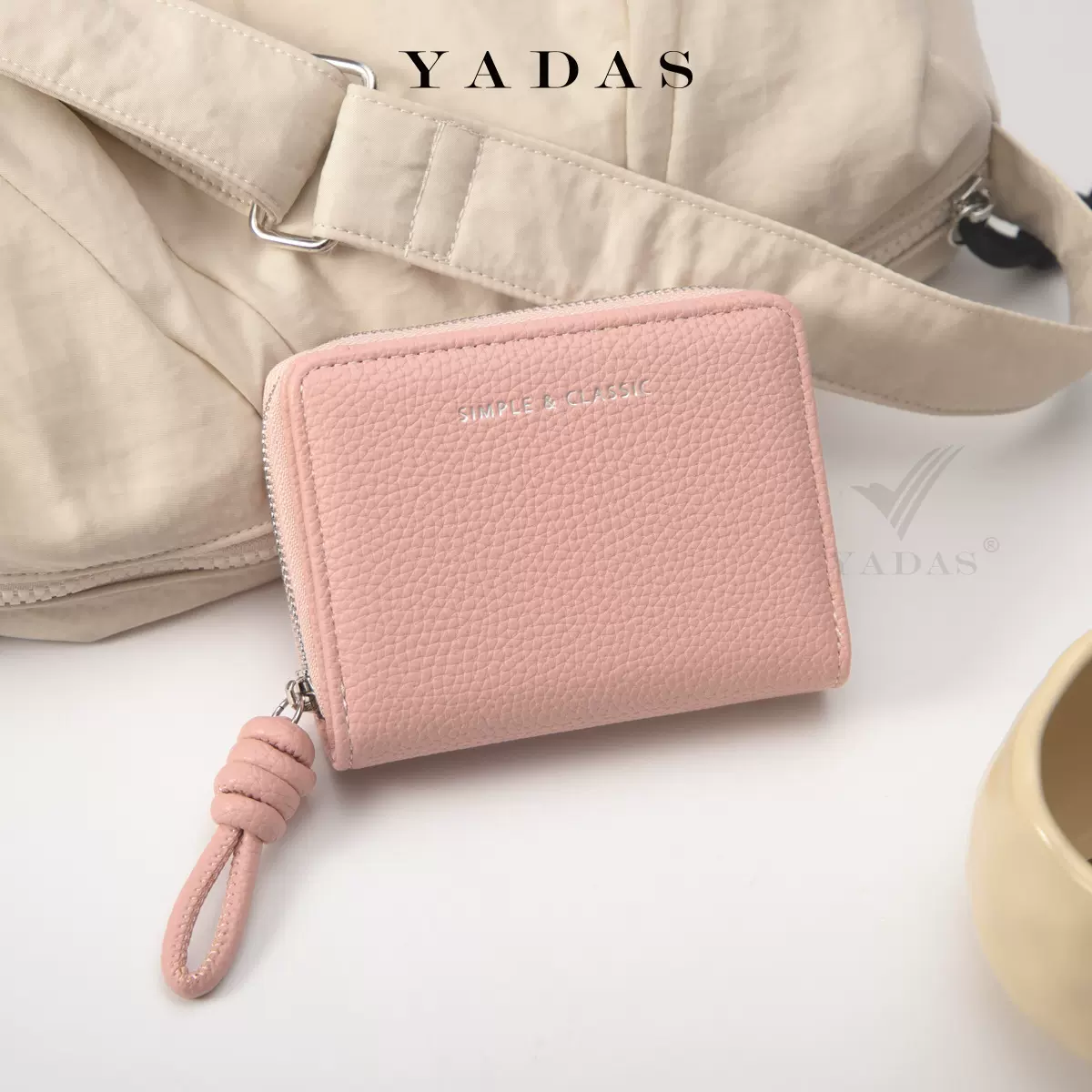 YADAS外贸批发源头工厂 绳结拉链时尚女士womenpurse大容量零钱包