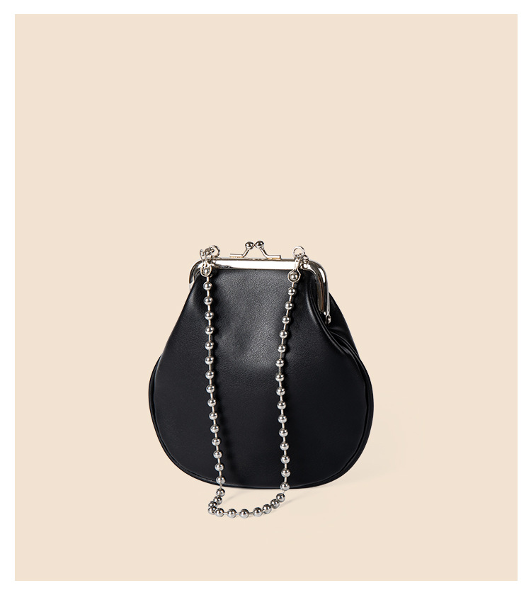 Beaded chain mini crossbody simple and exquisite, small shell bag, fashionable clip handbag, women's niche high-end_voghion.com