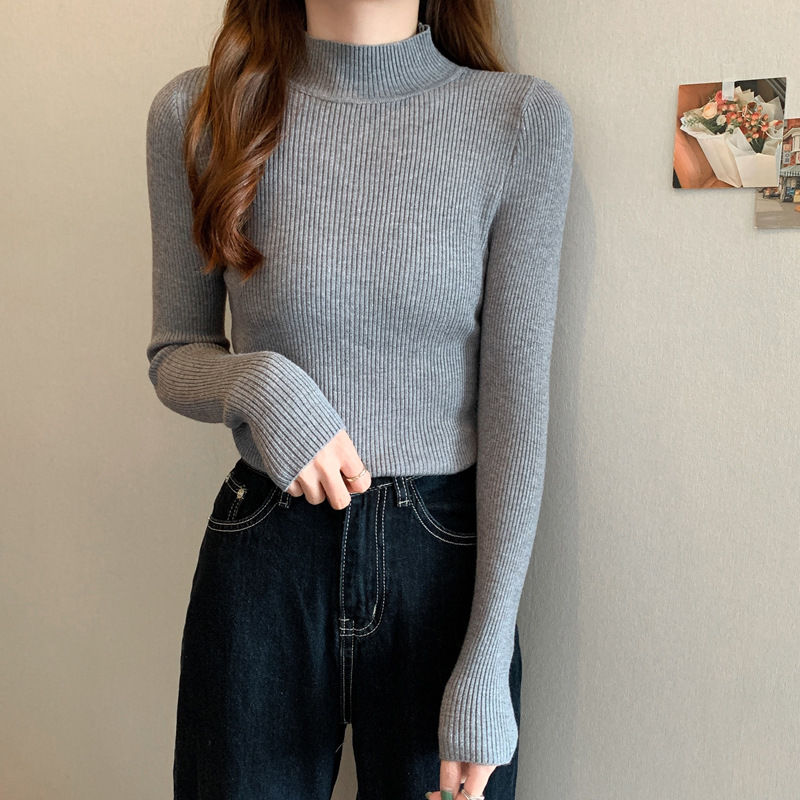 半高领内搭毛衣女打底衫秋冬2022新款百搭洋气修身贴身长袖针织衫 pic 17