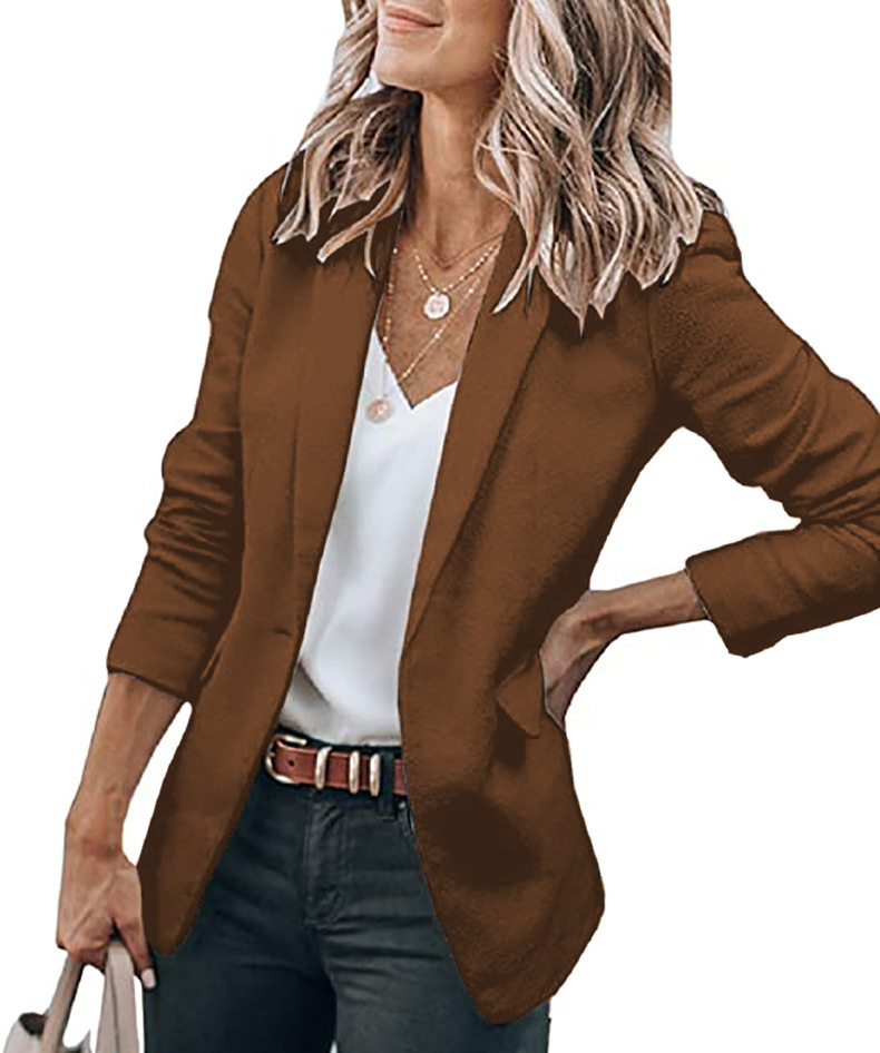 Saco Blazer con Un Solo Pecho para Mujer de Poliéster con Cuello de Solapa para Oficina