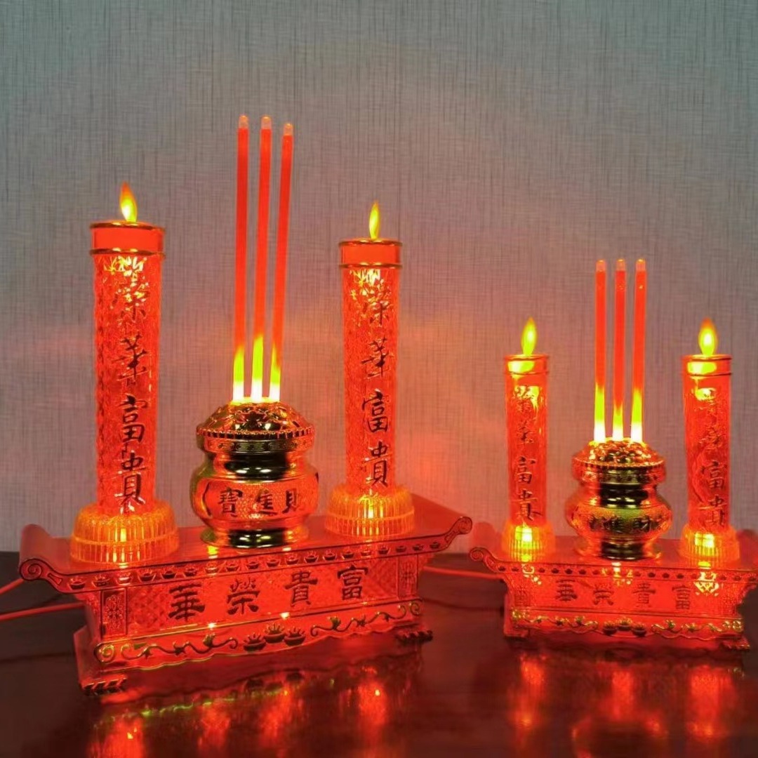 振业灯饰L611/L613水晶富贵炉LED插电电池两用电蜡烛财神灯电香炉