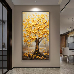 金を出す木の装飾画の新しい中国式の招財は玄関の廊下の油絵の通路に入ります。