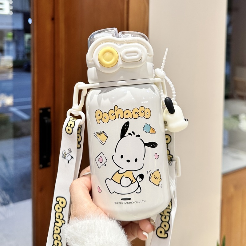 クロミ子供用魔法瓶カップ、通学女子用、ランドセルに収納可能、ダブルドリンクカップ、2025年新作ストローウォーターカップ|undefined