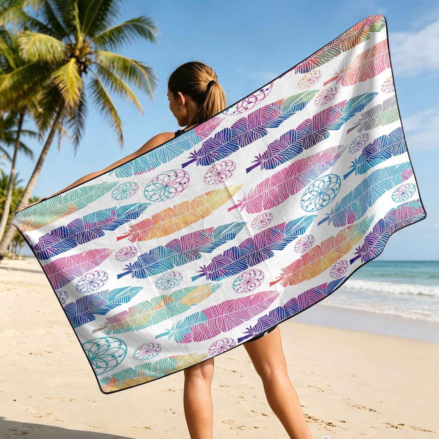 Geometric Bath Towel Car Seat Cover 2-in-1 Microfiber Outdoor Beach Car Dual-Use Universal Seat Cushion