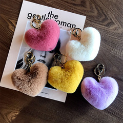 ウサギの毛のぬいぐるみのように桃の心のキーホルダーのペンダントのアクセサリーの愛の毛のボールのバッグのリュックサックの小さいペンダントを掛けます。