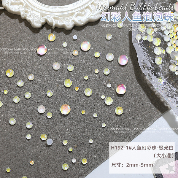 Aurora magic mermaid bubble beads nail drill size mixed color Macaron flat drill nail jewelry wholesale