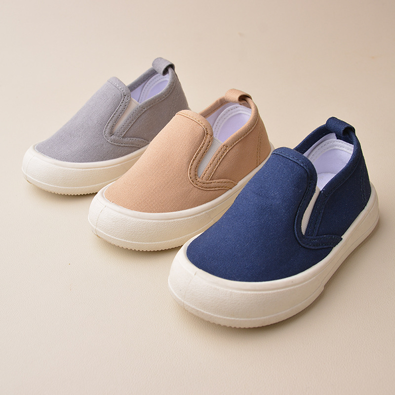 Spring Stock Classic Double Elastic Children's Shoes Casual Soft Sole Covering Feet for Boys and Girls Thick Sole Canvas Shoes New Product for 24 Years