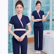 高端美容院美容师工作服女气质套装spa养生馆足浴足疗店技师工服