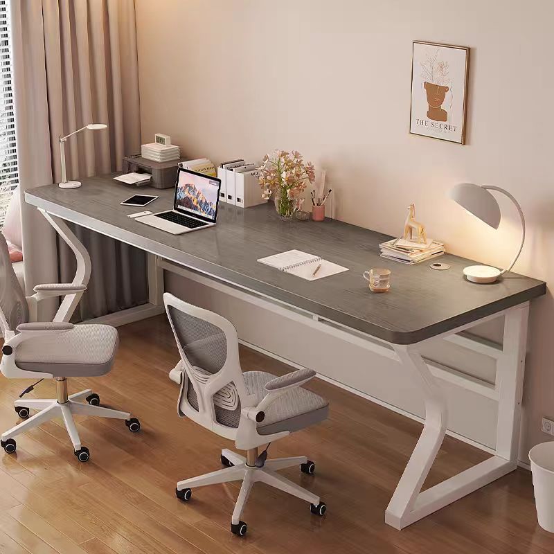 Double computer desk desktop steel leg solid wood ecological board…