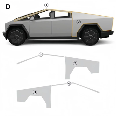 Protective Film, Car paint protective film - rear-fender-ac-pillar-tpu-protective-film-tesla-pickup-cybertruck
