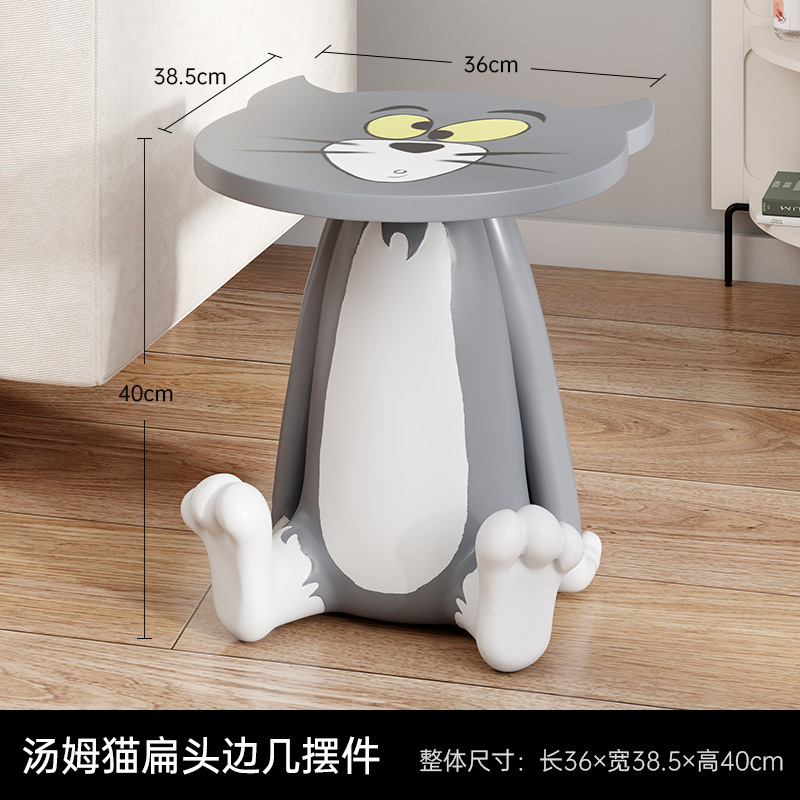 漫画トムキャットコーヒーテーブルクリエイティブリビングルーム大型装飾品フロアサイドテーブルかわいいベッドサイドテーブル家具新築祝いギフト|undefined