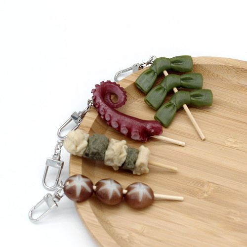 Fun simulated food PVC oden food pendant bag pendant creative gift accessories key ring buckle