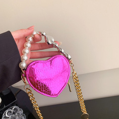 Mini bag 2023 spring new style bundy bag fashionable pearl patent leather love handbag crossbody small waist bag
