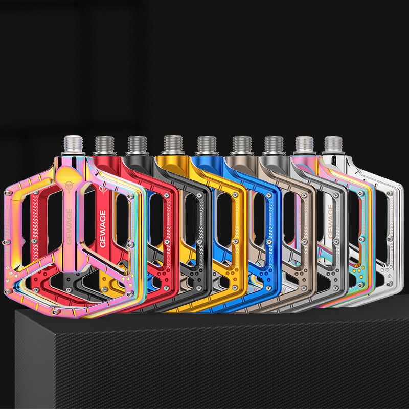 Gewage Bicycle Pedals Aluminum Alloy Mountain Road Bike Flat Pedals with Bearing and Anti-Slip Spikes Cycling Pedals