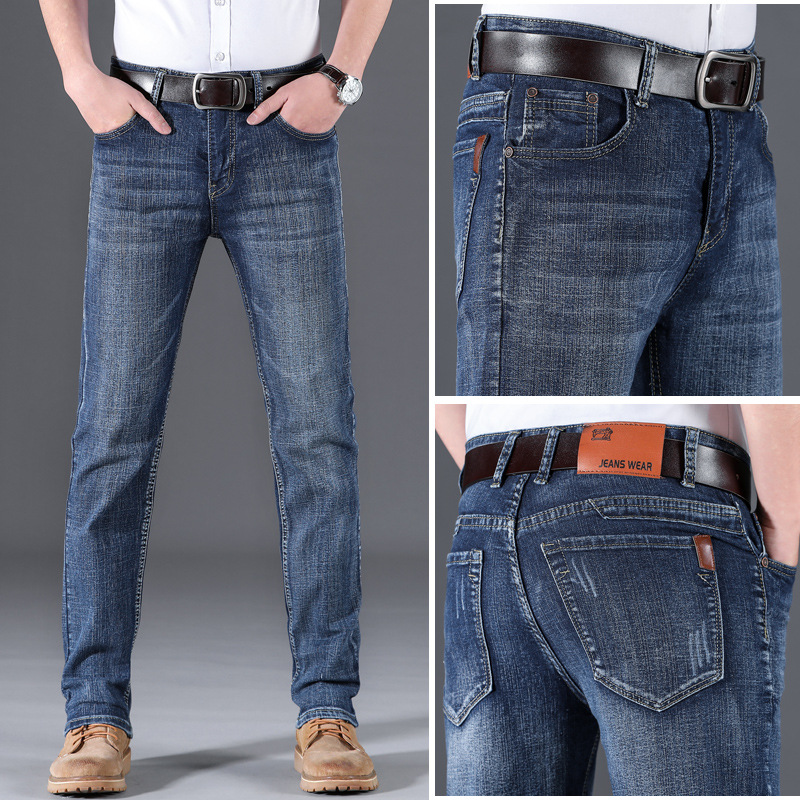 Slim-fit Straight-leg Jeans Men's 2024 Summer New Fashionable Brand Stretch All-match Casual Men's Autumn and Winter Long Pants