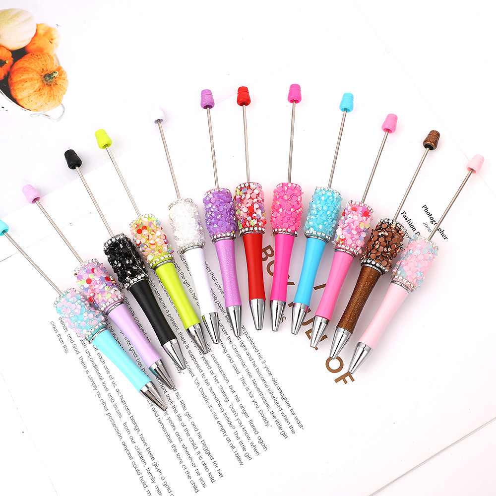 DIY Resin Sequin Beaded Pen Ins Macaron Crystal Gravel Ball Pen Live Broadcast Hot Sale Gift Stationery Wholesale