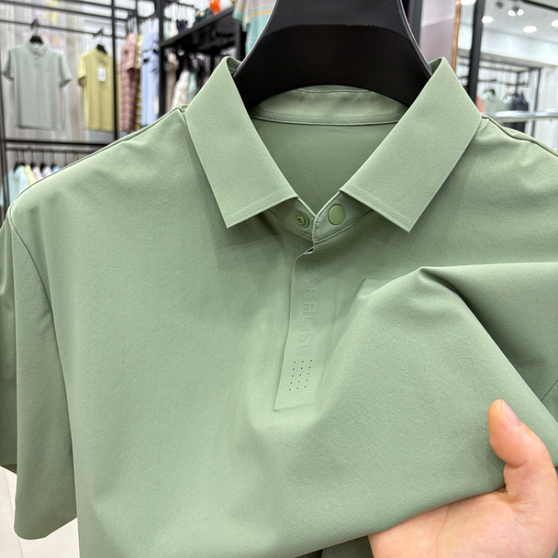 Solorna High Elastic Nam Seamless Quick-drying T-shirt 2025 Summer New T-shirt Men's Short-sleeved All-match POLO Shirt