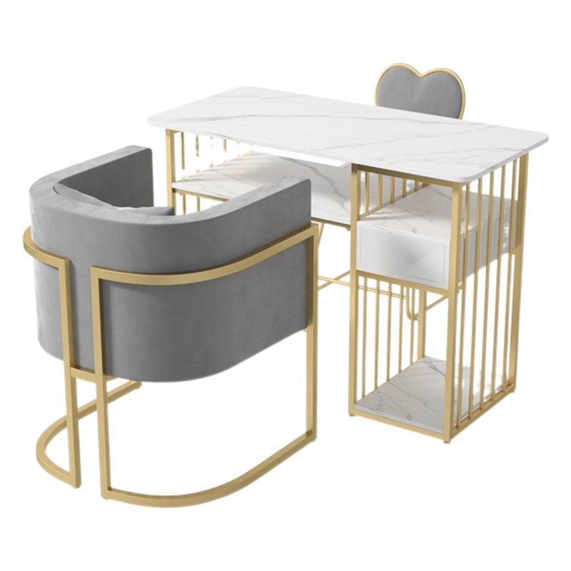 Nordic Style Internet Celebrity Marble Manicure Table Iron Light Luxury Single Double Manicure Table and Chair suit Special Price Single Manicure Table
