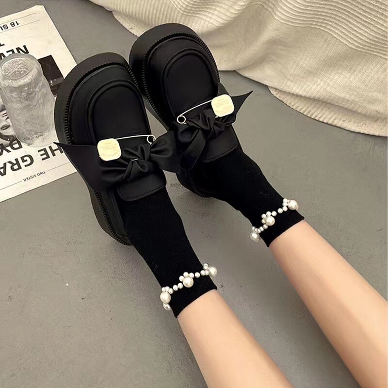 Pearl Edge Socks Women's Summer Thin ins Fashionable All-match Four Seasons Mid-length Socks Cute Japanese jk College Style Pearl Edge Socks Women's Summer Thin ins Fashionable All-match Four Seasons Mid-length Socks Cute Japanese jk College Style