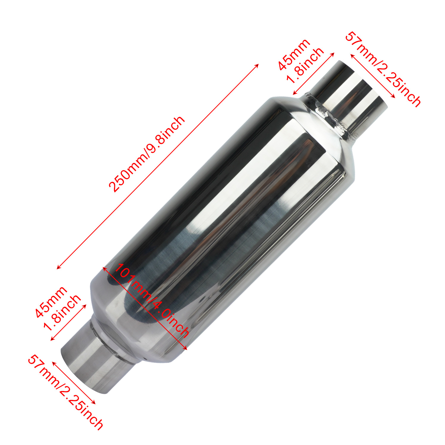 Silencer Direct Exhaust Bright Silver Decorative Silencer Universal Car Stainless Steel Exhaust Pipe Modification Parts Cross-Border