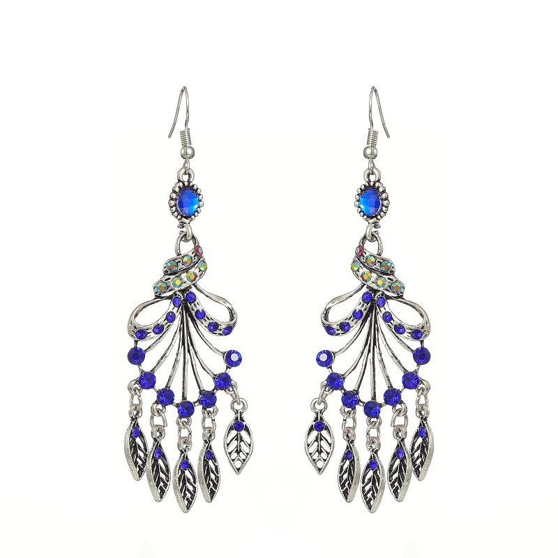 Fashion new long tassel leaf female exaggerated fashion alloy earrings bridal wholesalepicture5