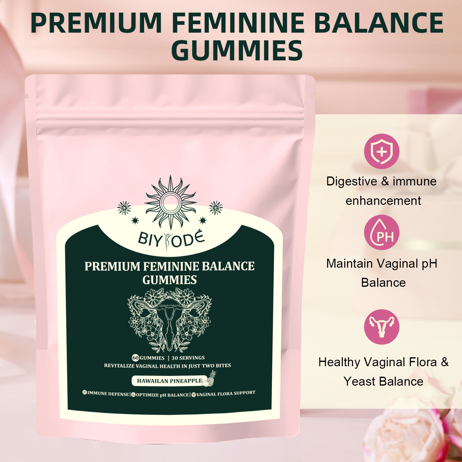 Foreign Trade Source Factory Cross-Border Tk Women's Balance Gummies 60 Capsules Feminine Balance Gummies