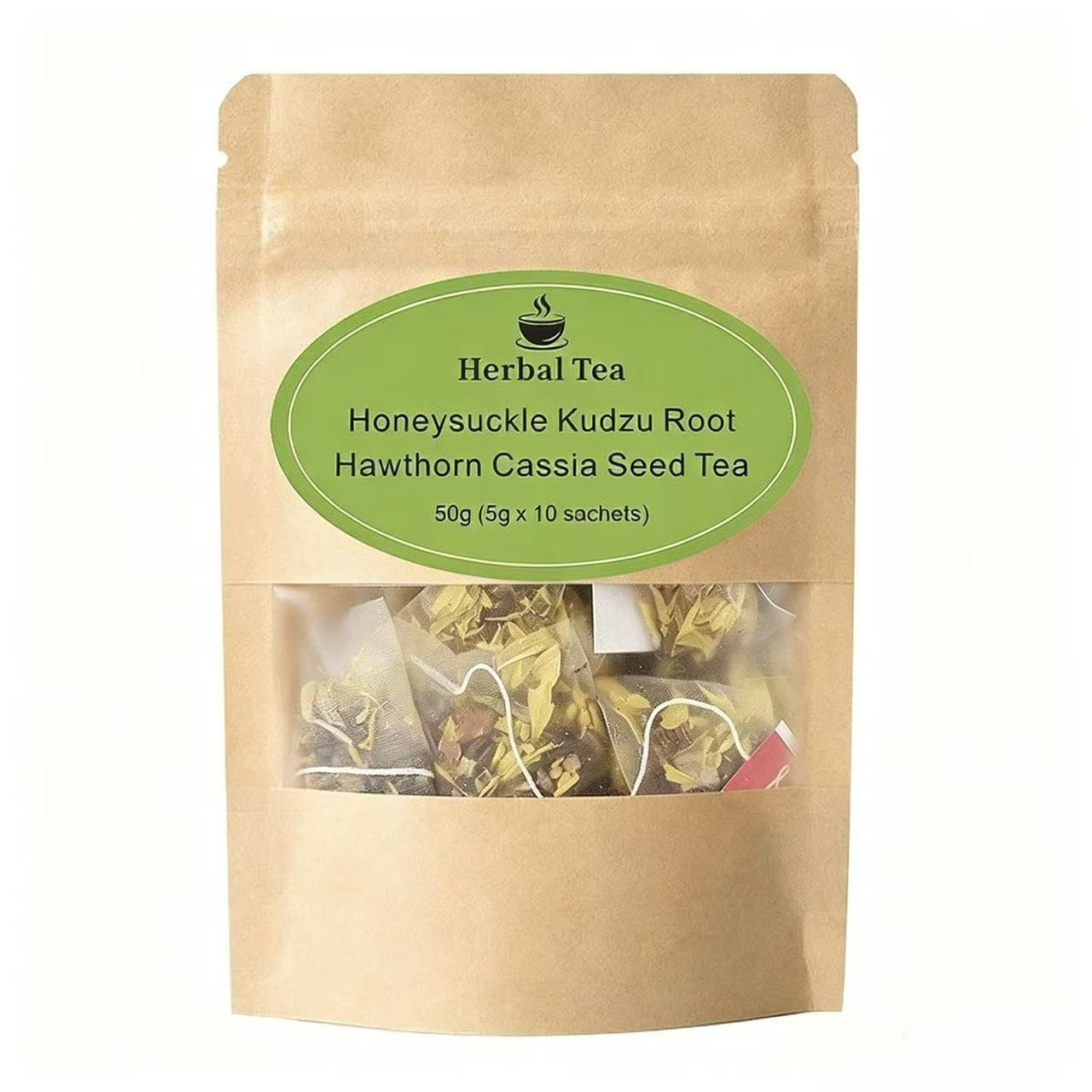 Honeysuckle Kudzu Hawthorn Cassia Seed Tea 50g Triangular Tea Bags Cold Brew Herbal Blend in use