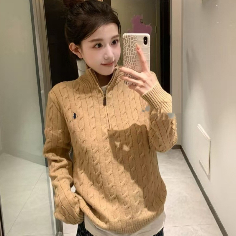 In-Stock Rl Ralph Lauren Half-Zip Sweater Classic Pony Embroidery Pullover Half-Open Collar Knit Casual Top High Version