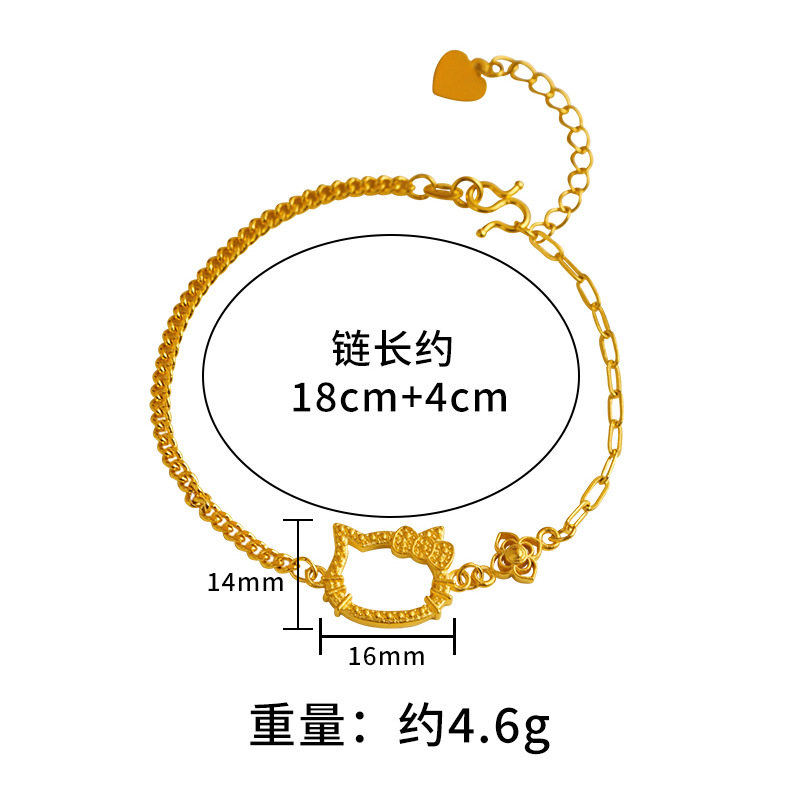 Nueva moda dulce lindo gatito gato pulsera personalidad imitación oro hueco gato pulsera para las mujeres al por mayor aleación de cobre