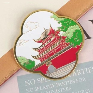 New Chinese Style Hunan Yueyang Tower Zinc Alloy Paint Cultural and Creative Refrigerator Magnet Travel Souvenir National Trend Gift