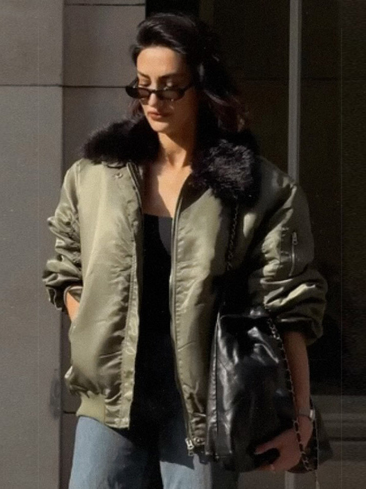 Moda retro temperamento de color sólido cuello de lana empalme chaqueta de algodón abrigo de invierno 2025, nuevo estilo europeo y americano transfronterizo