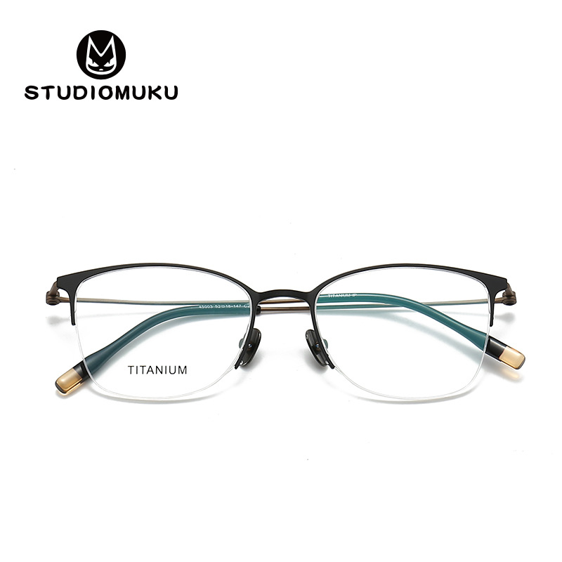Gafas frescas de madera STUDIOMUKU, marco de espejo literario entrelazado de luz, retro y exquisito, uso de marco de gafas de titanio puro
