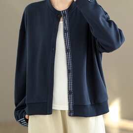 复古棉质立领短外套女春秋新款时尚休闲百搭棒球服长袖上衣潮