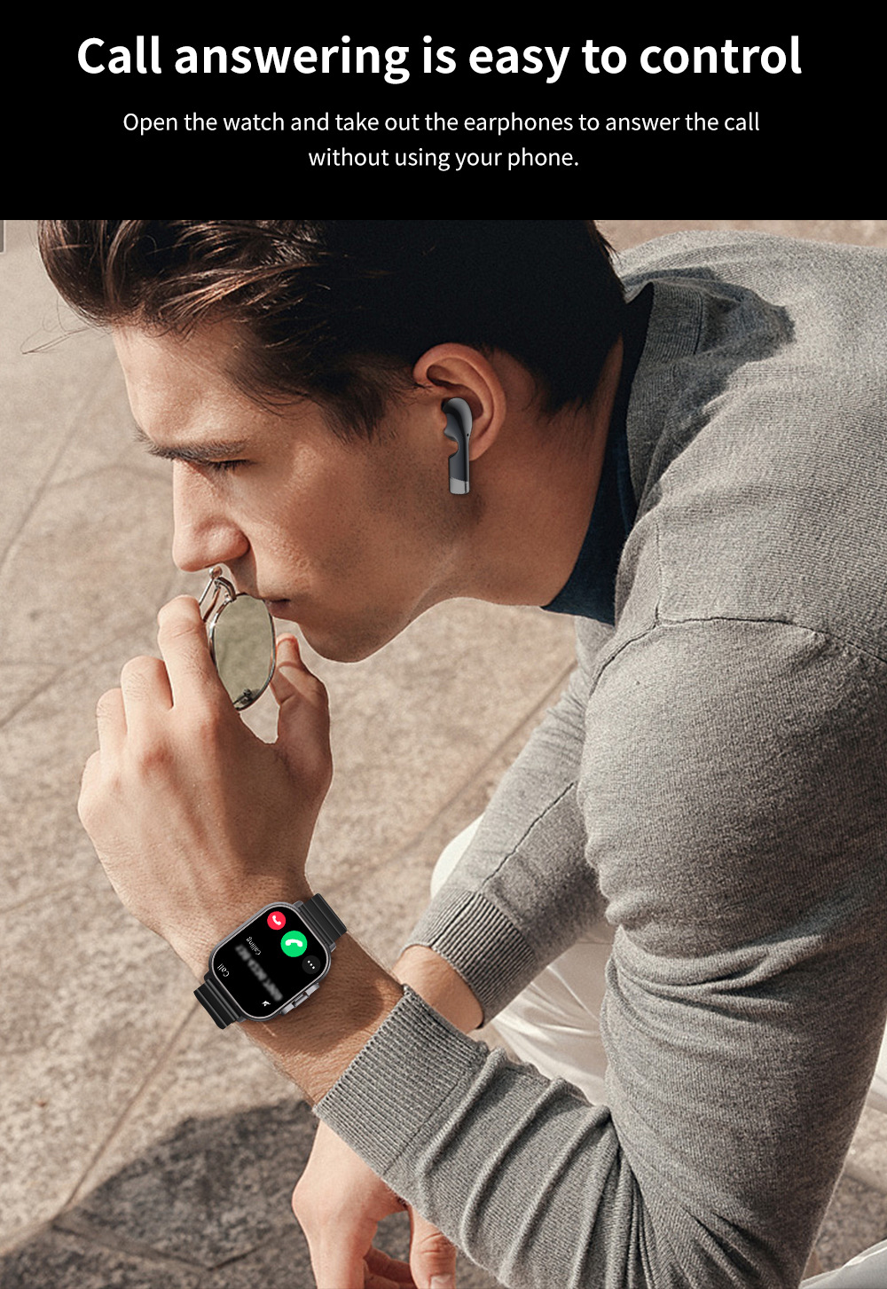Smartwatch D8 Bluetooth com função de chamada, rastreador de condicionamento físico, monitor de frequência cardíaca, NFC, à prova d'água, compatível com Android_voghion.com