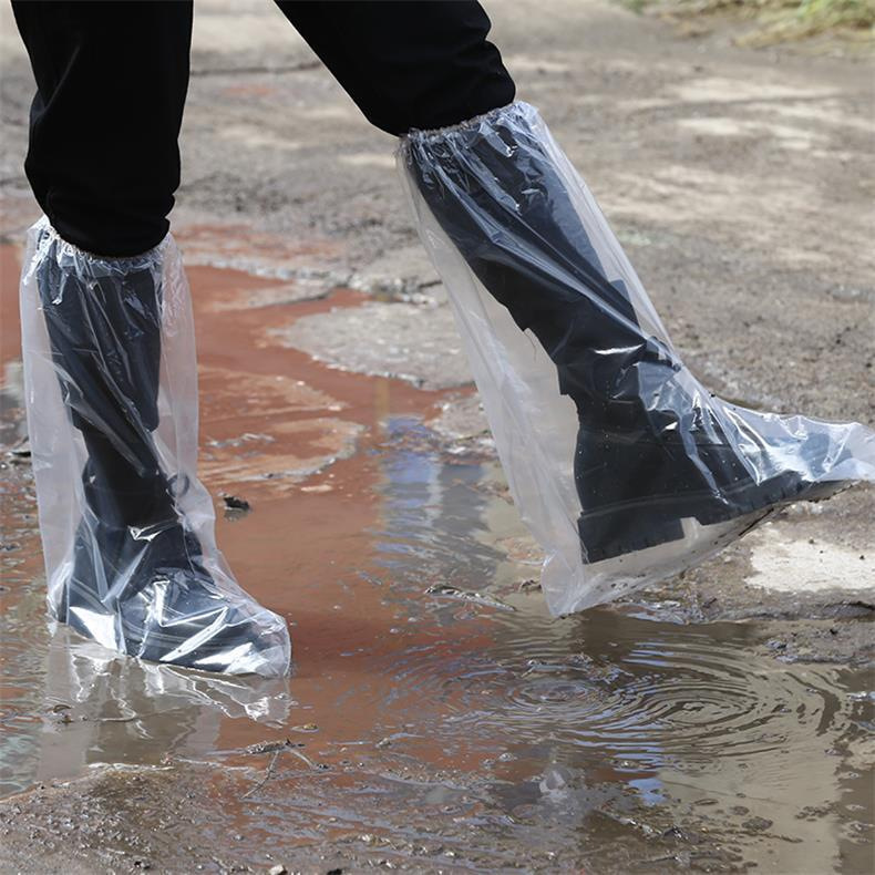 Disposable Rain Shoe Cover Adult Thickened Medium and Long High Tube PE Disposable Boot Cover Children Waterproof Rain Boot Cover