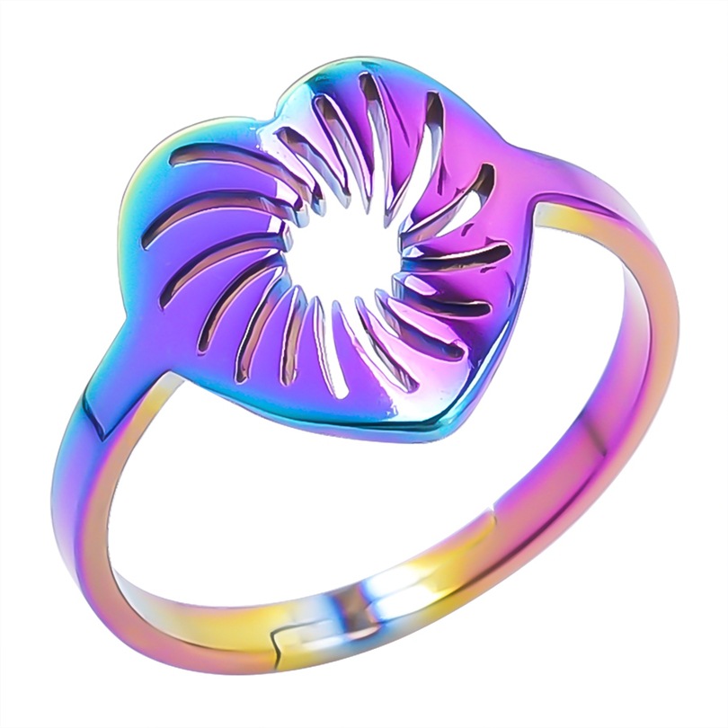 Wholesale Streetwear Heart Shape Stainless Steel Open Ring display picture 3