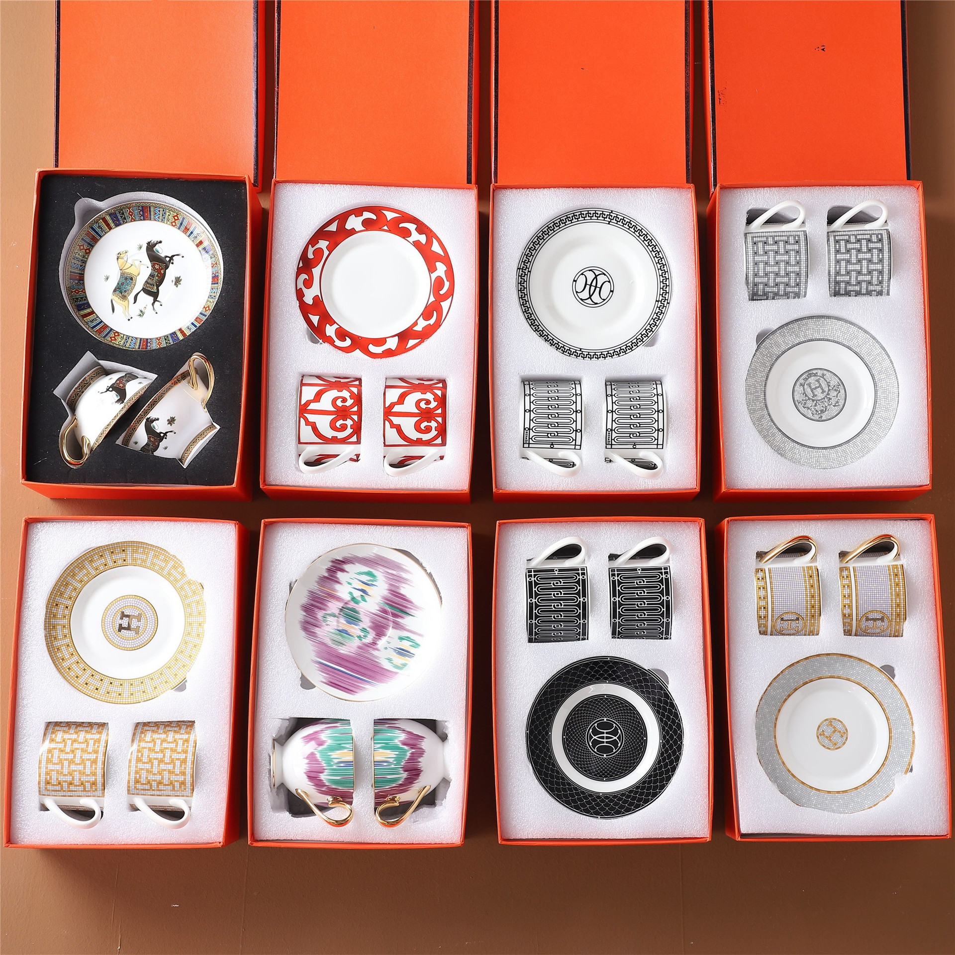 骨瓷咖啡杯碟H家套裝創意茶杯帶碟家用簡約花茶陶瓷杯跨境批發