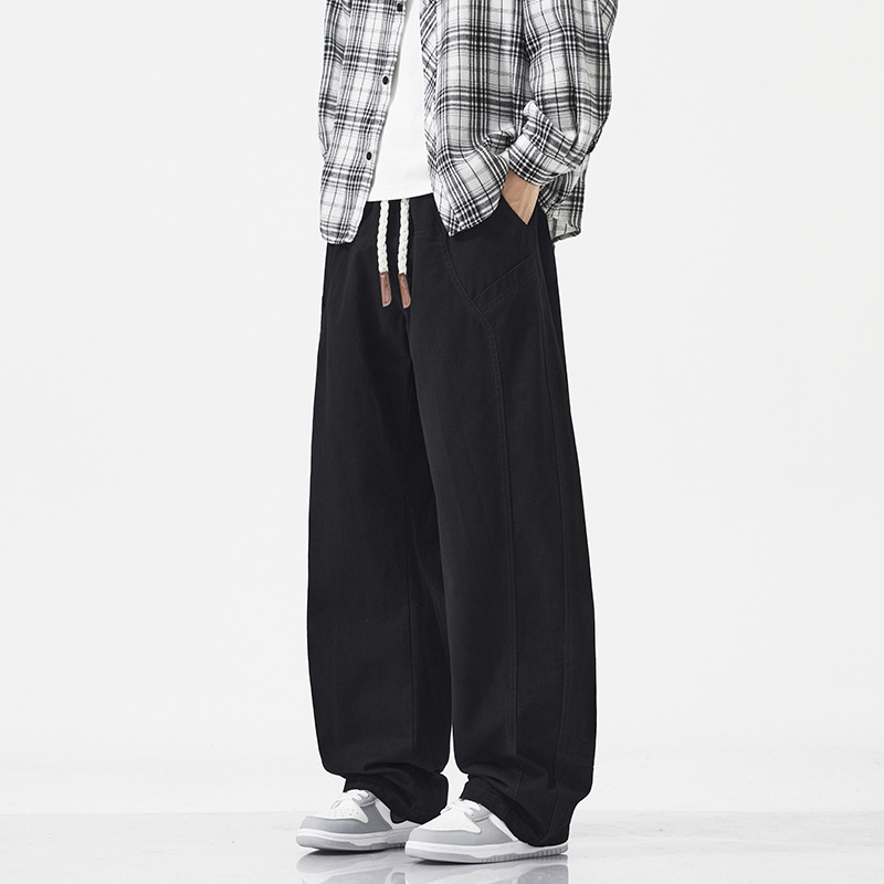 Jyf-M8809 Casual Pants Men's Spring & Fall Loose Straight Sports Long Pants Youth Trendyy Wide-Leg Pants Draped